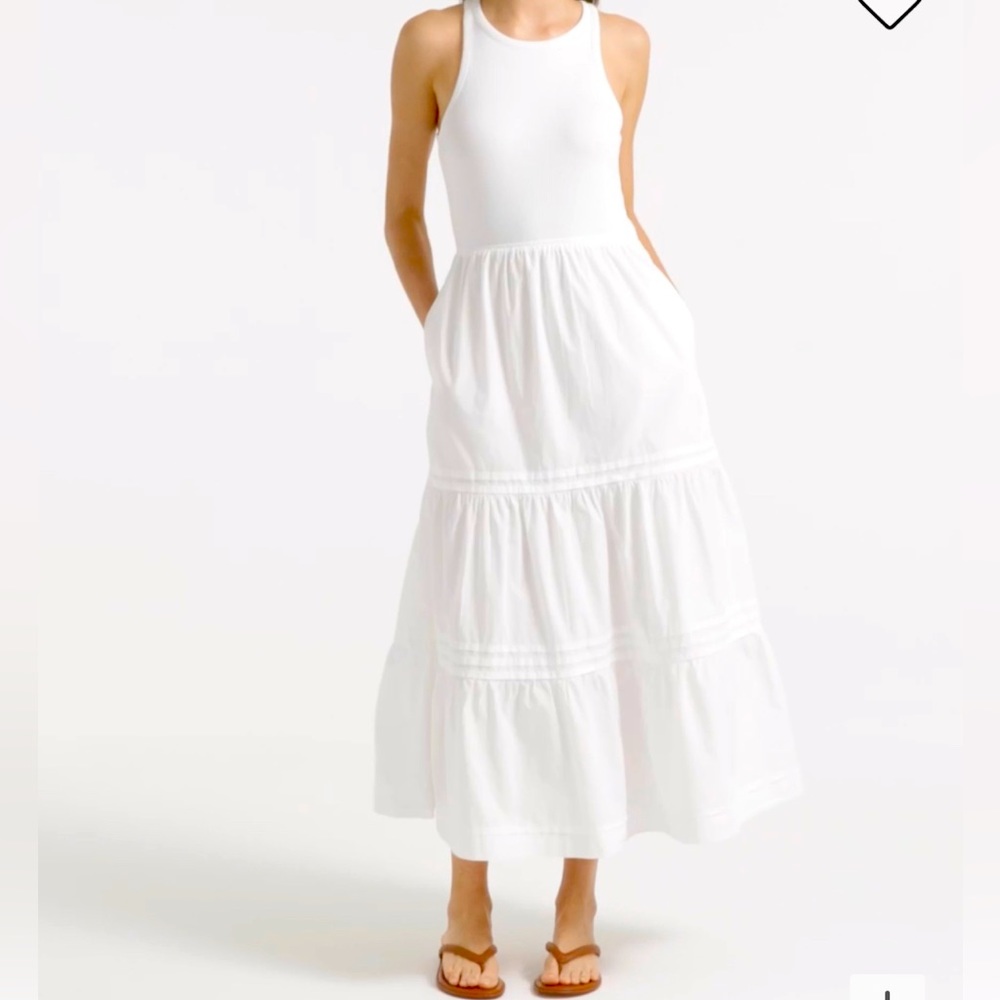 J Crew Rib High-neck Tank Dress with Poplin Skirt, size XS in white. NWT